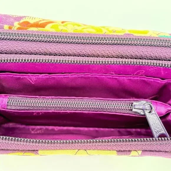 Vera Bradley Euro Wallet Plum Crazy Retired - No Strap - Picture 4 of 7